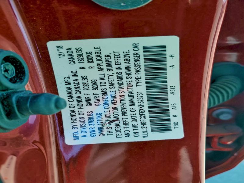 2019 HONDA CIVIC LX #3287705037