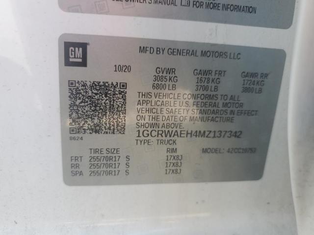 2021 CHEVROLET SILVERADO - 1GCRWAEH4MZ137342