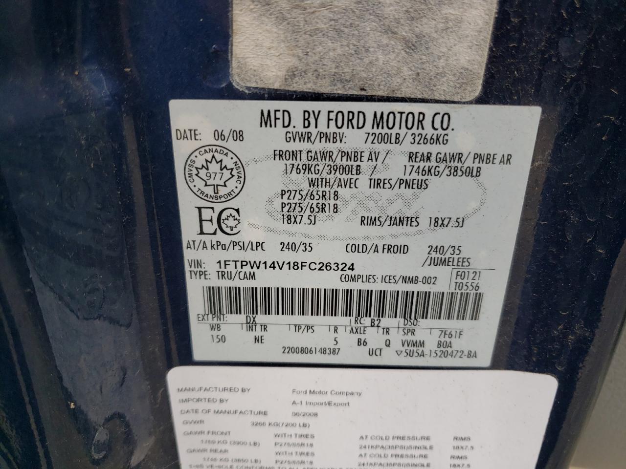 Lot #3279561258 2008 FORD F150 SUPER