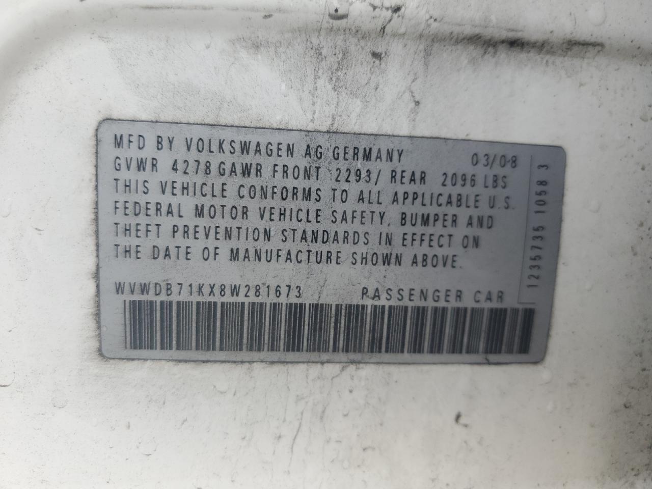 Lot #3304023596 2008 VOLKSWAGEN RABBIT