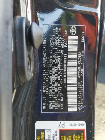 2012 TOYOTA CAMRY HYBR #3287598042