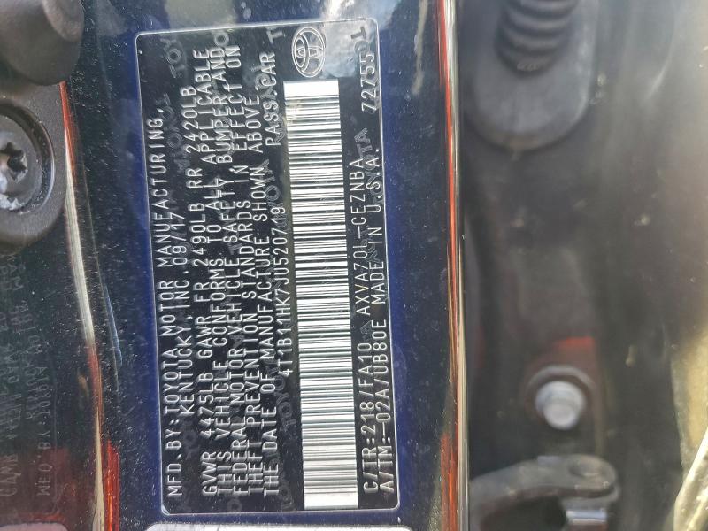 2018 TOYOTA CAMRY L #3301803363