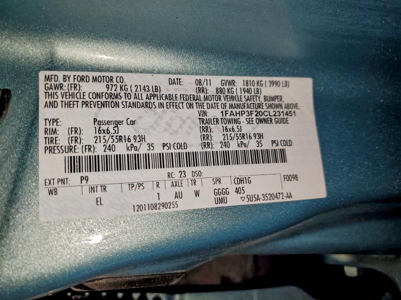 2012 FORD FOCUS SE #3302813915