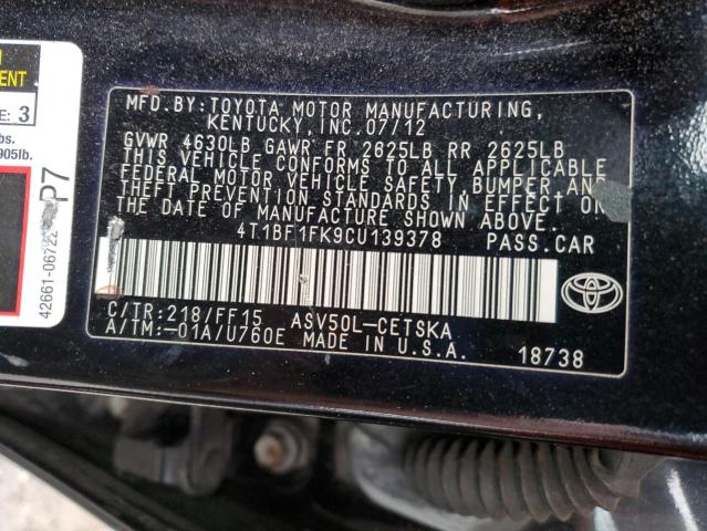2012 TOYOTA CAMRY BASE - 4T1BF1FK9CU139378