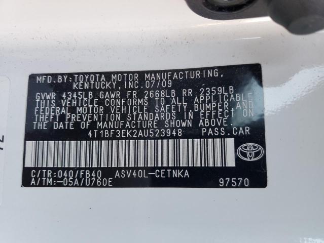 2010 TOYOTA CAMRY BASE #3285568312