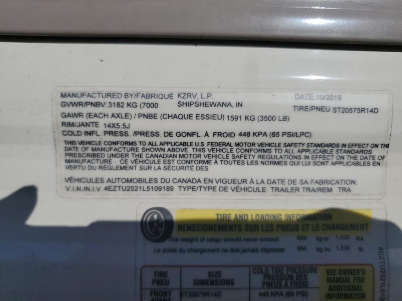 Lot #3298071178 2020 KZ SPORTSMAN