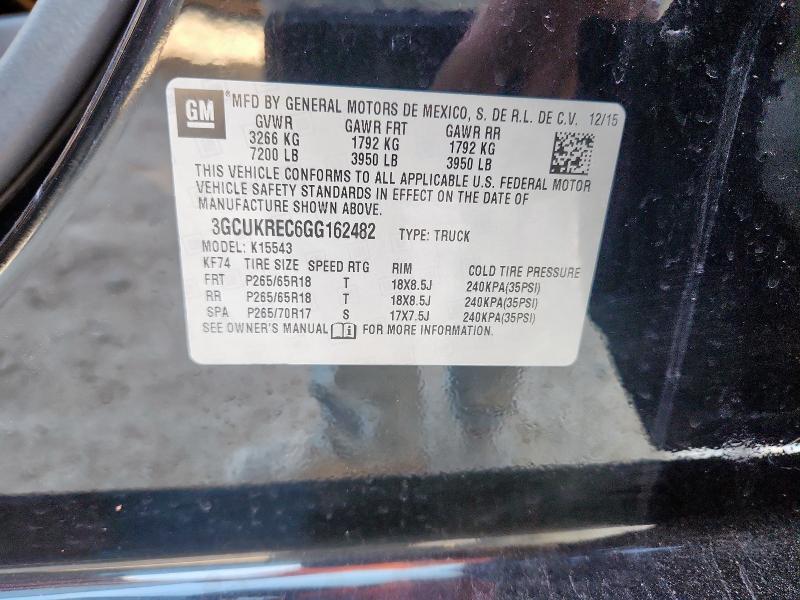 2016 CHEVROLET SILVERADO - 3GCUKREC6GG162482