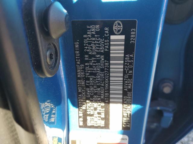 2019 TOYOTA CAMRY L #3304723928