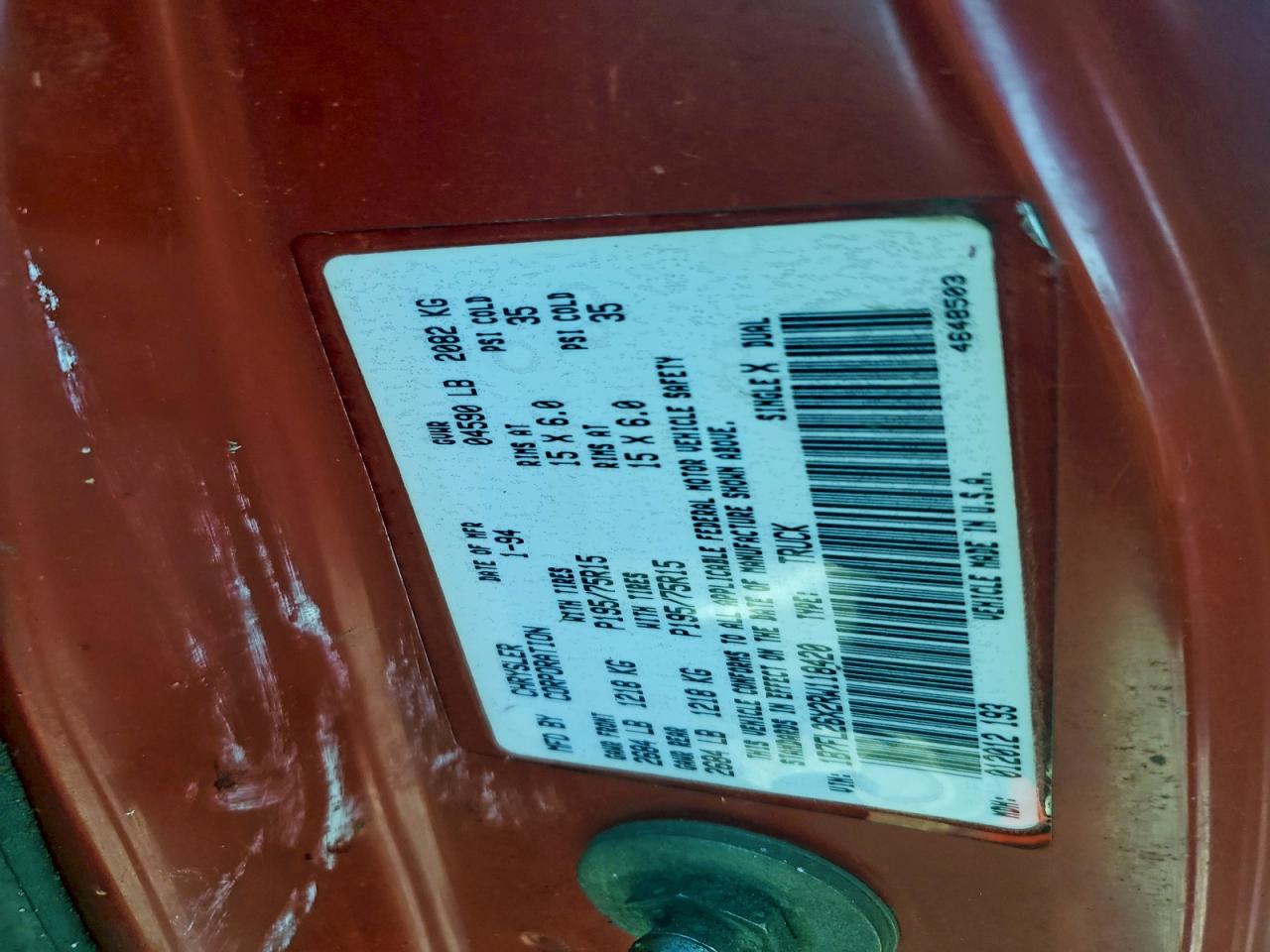 Lot #3297131496 1994 DODGE DAKOTA