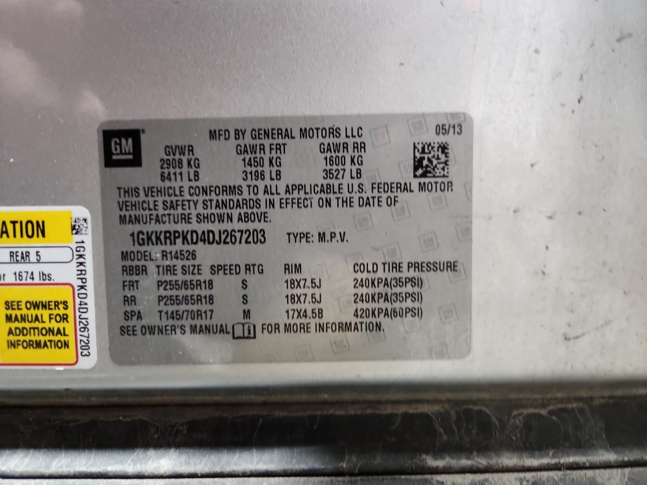 Lot #3309201624 2013 GMC ACADIA SLE