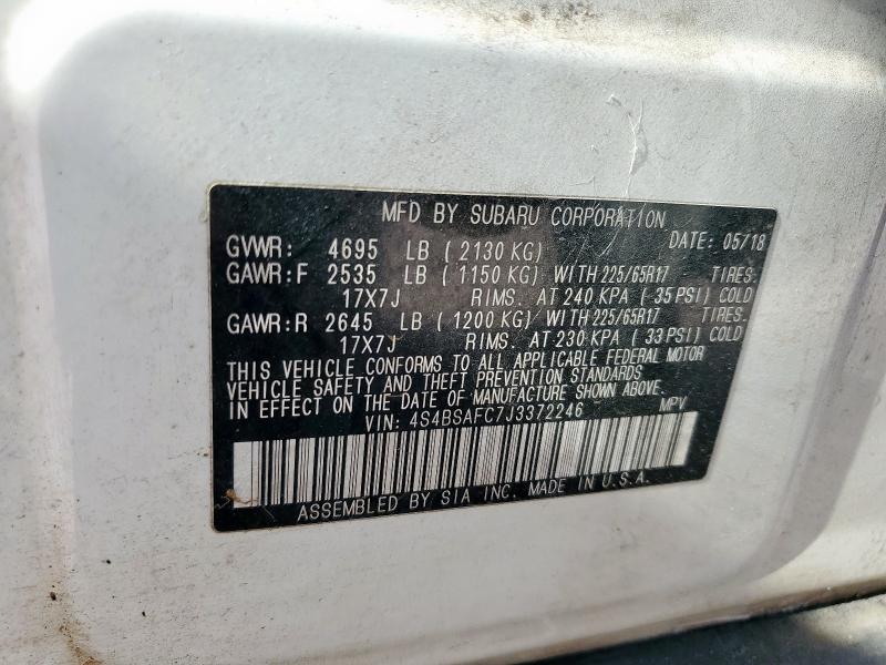 2018 SUBARU OUTBACK 2. #3310513049