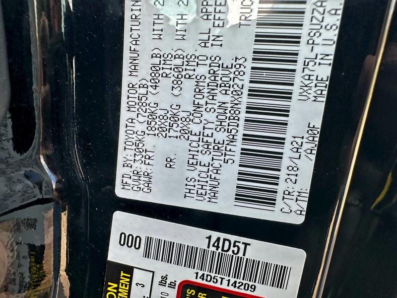 2022 TOYOTA TUNDRA CRE #3297968793