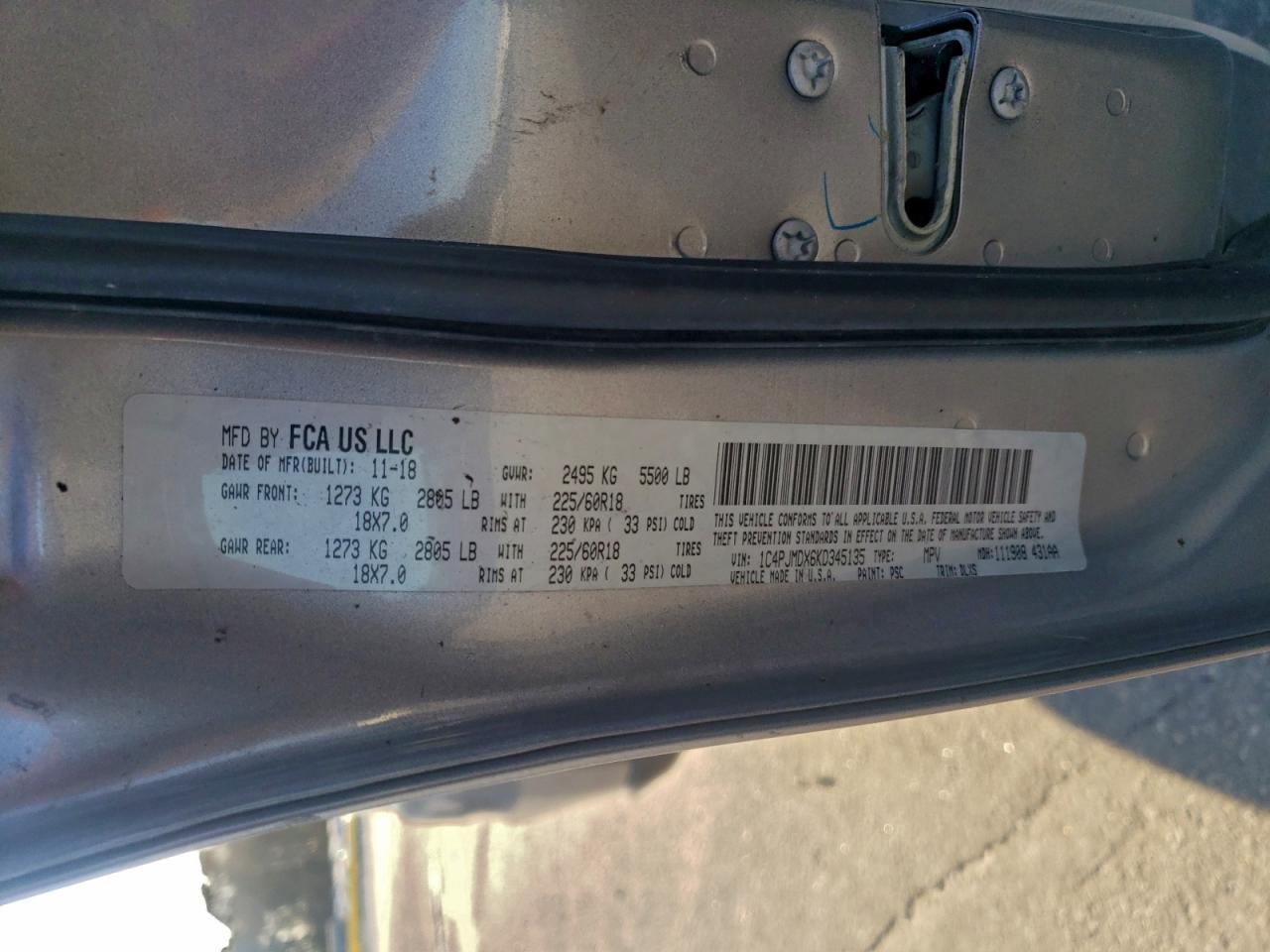 Lot #3304540439 2019 JEEP CHEROKEE L