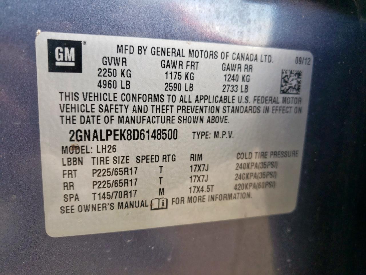 Lot #3292291271 2013 CHEVROLET EQUINOX LT