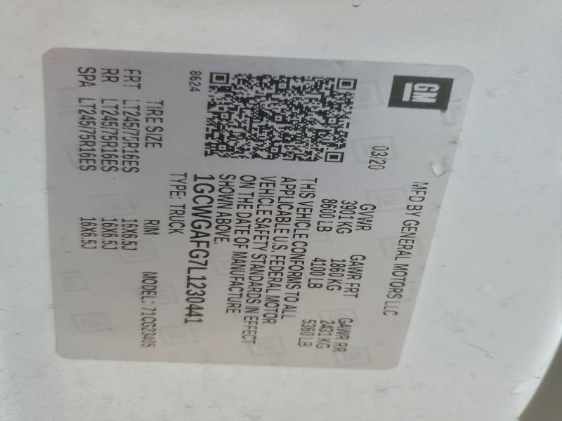 2020 CHEVROLET EXPRESS G2 #3303731425