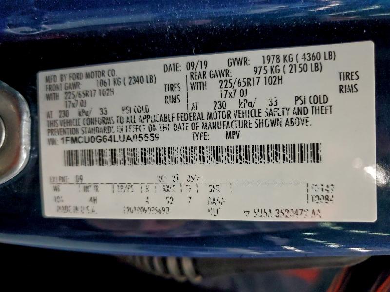 2020 FORD ESCAPE SE #3296355110