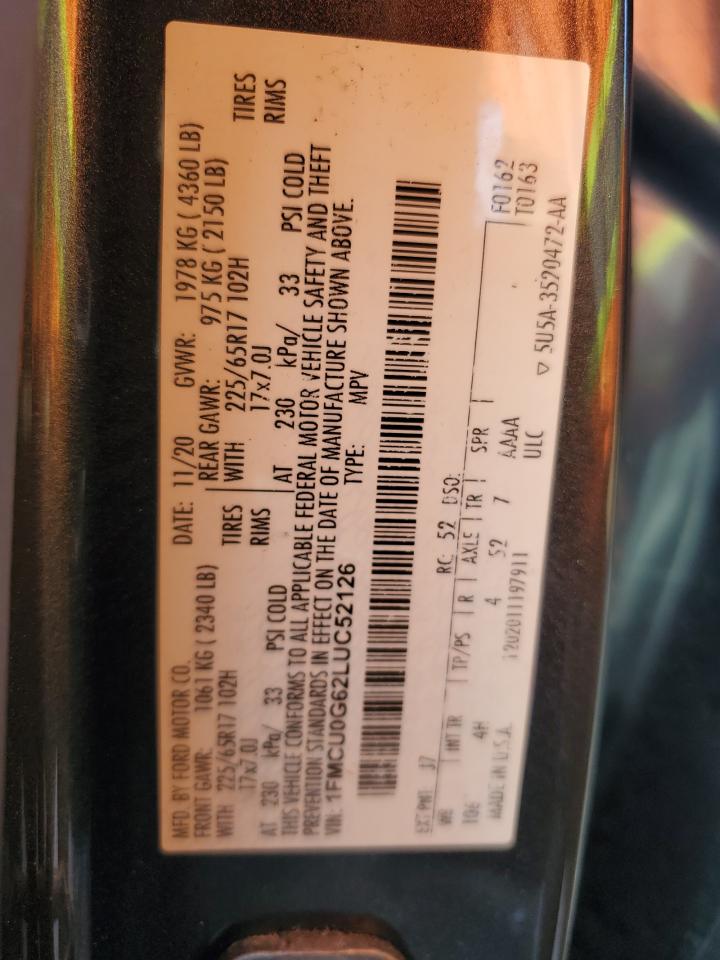 Lot #3286548159 2020 FORD ESCAPE SE