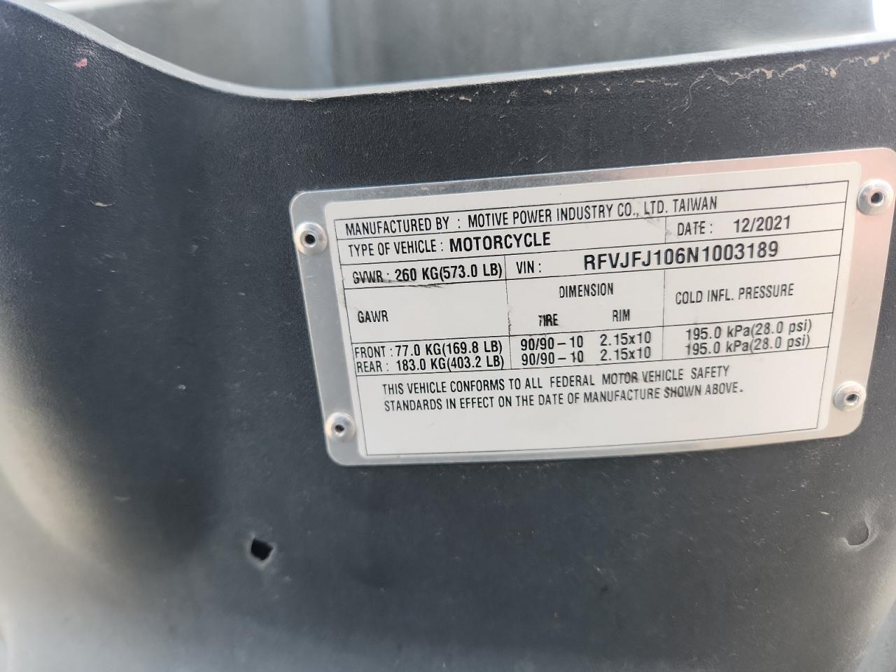 Lot #3292749805 2022 OTHER MOTORCYCLE MOPED