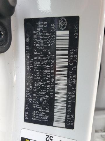 2020 TOYOTA CAMRY XLE #3301847345