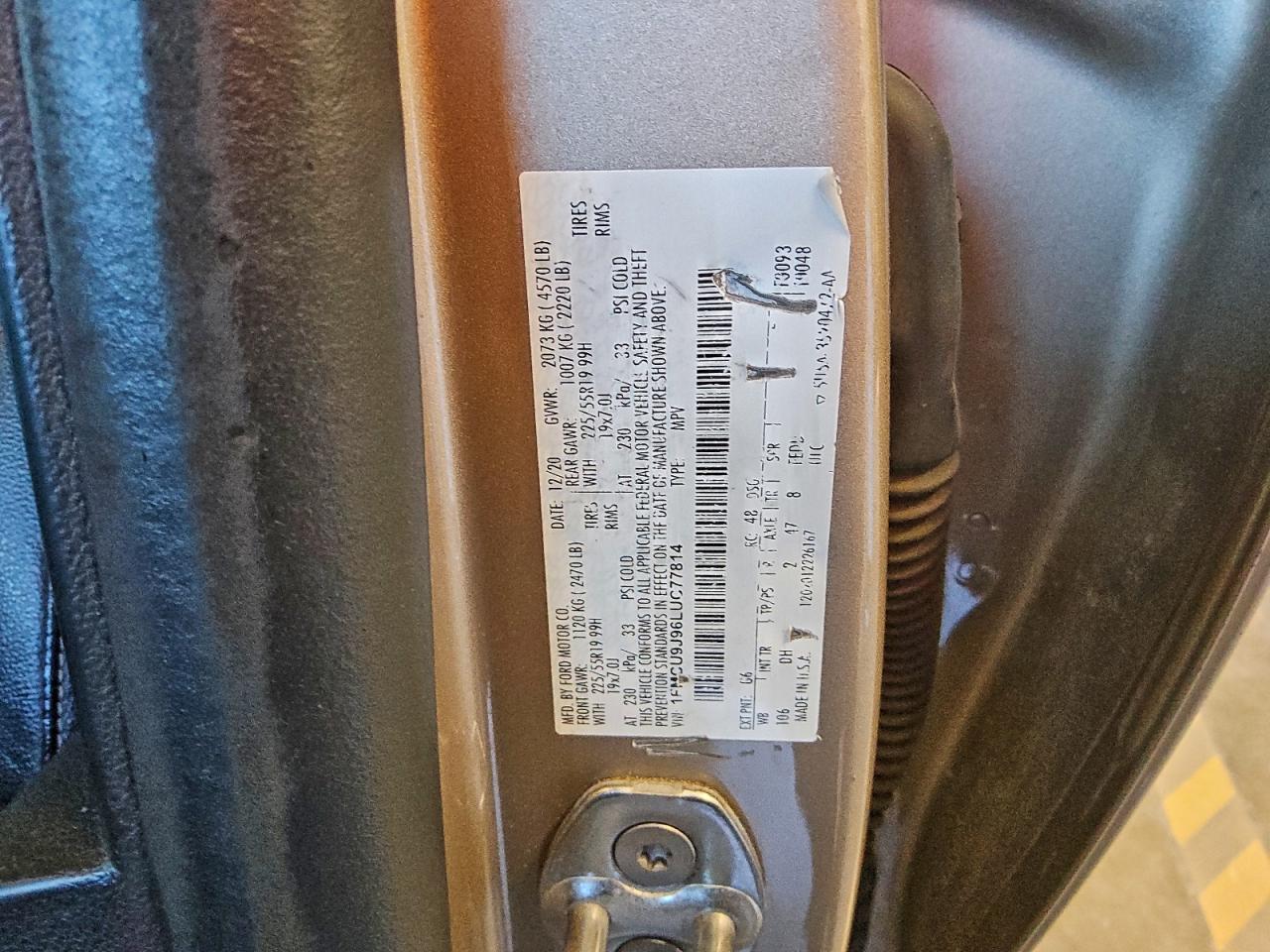 Lot #3303670928 2020 FORD ESCAPE TIT