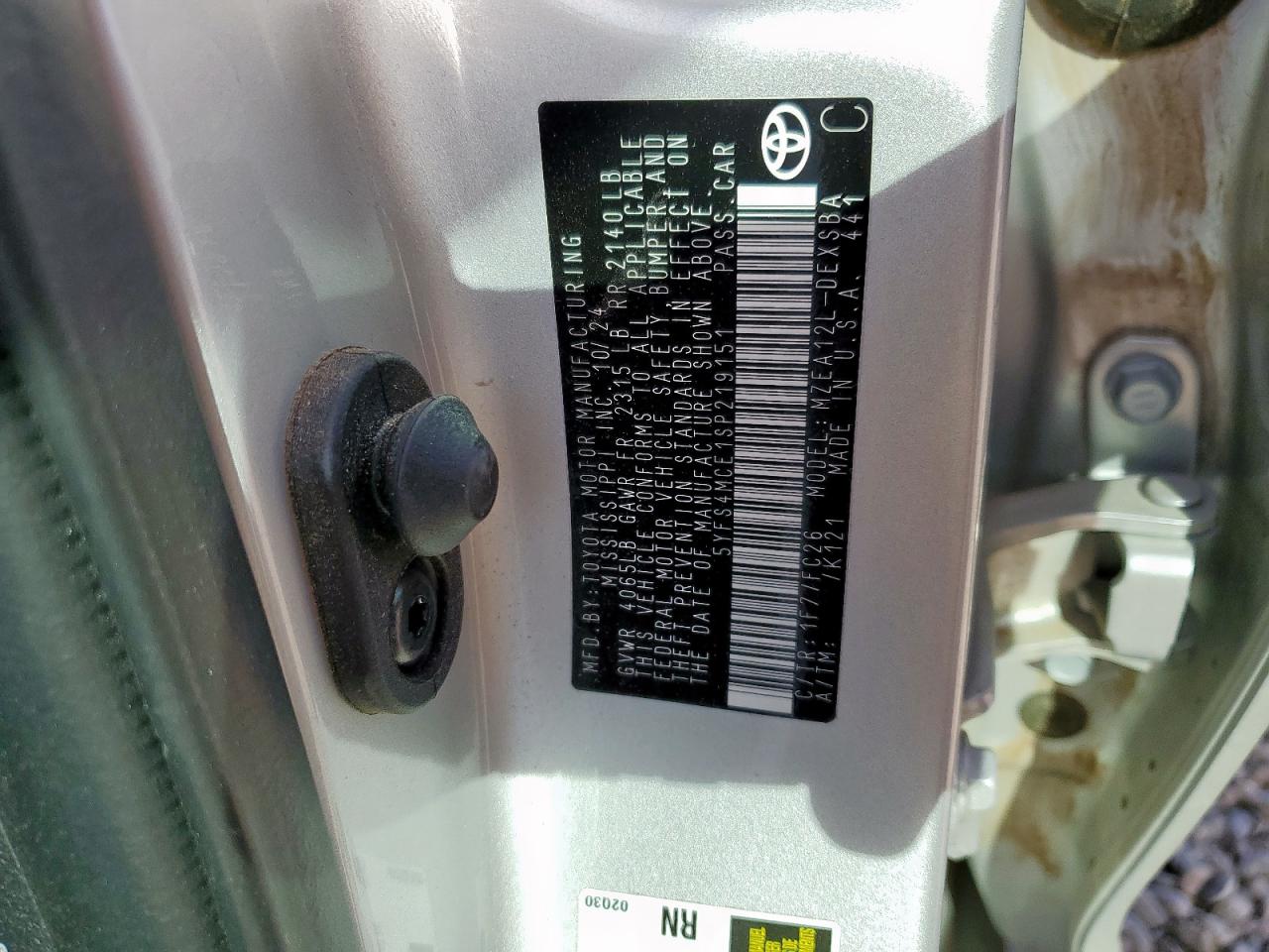 Lot #3317921907 2025 TOYOTA COROLLA SE