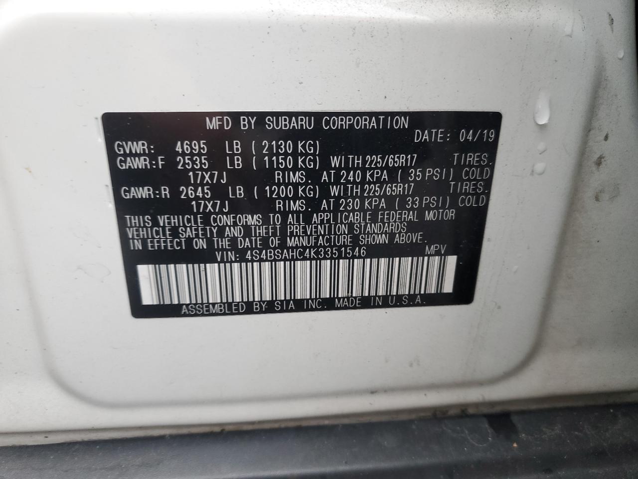 SUBARU OUTBACK 2.5I PREMIUM