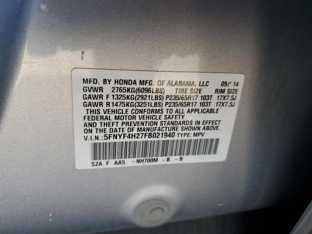 2015 HONDA PILOT LX #3301605667