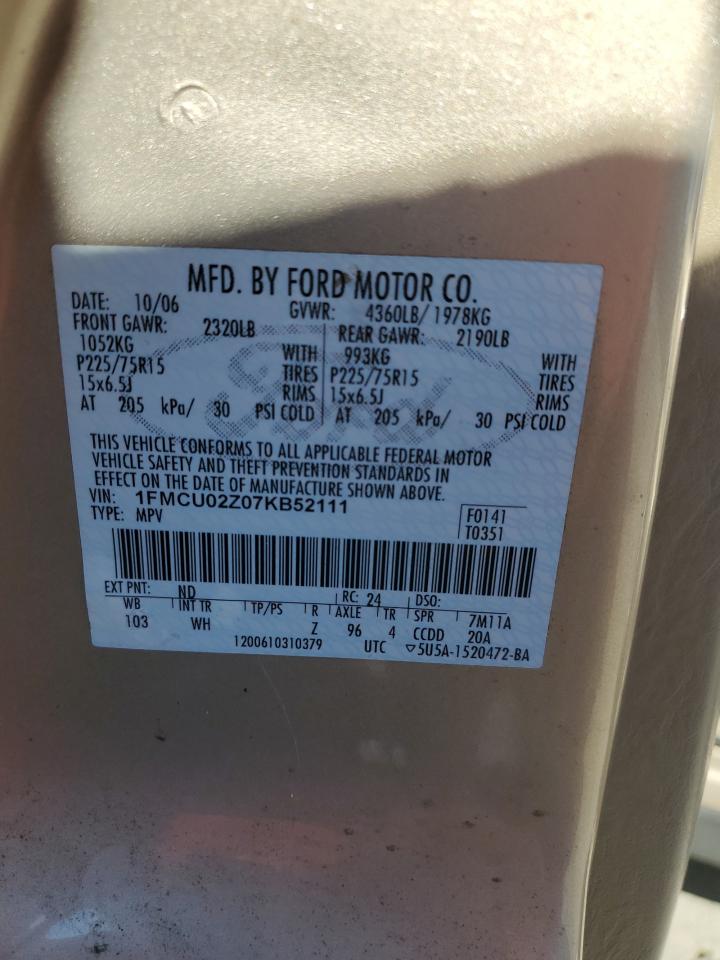 Lot #3302799908 2007 FORD ESCAPE XLS