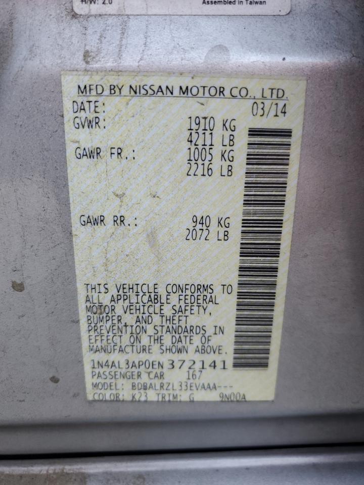 Lot #3309635092 2014 NISSAN ALTIMA 2.5