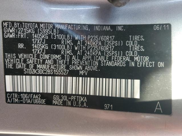 2011 TOYOTA SIENNA #3304754910