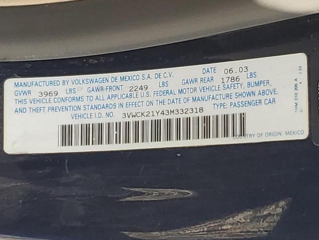 2003 VOLKSWAGEN NEW BEETLE #3309800335