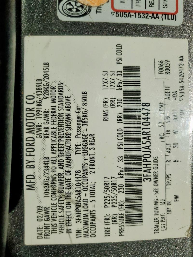 2010 FORD FUSION SEL #3304574434