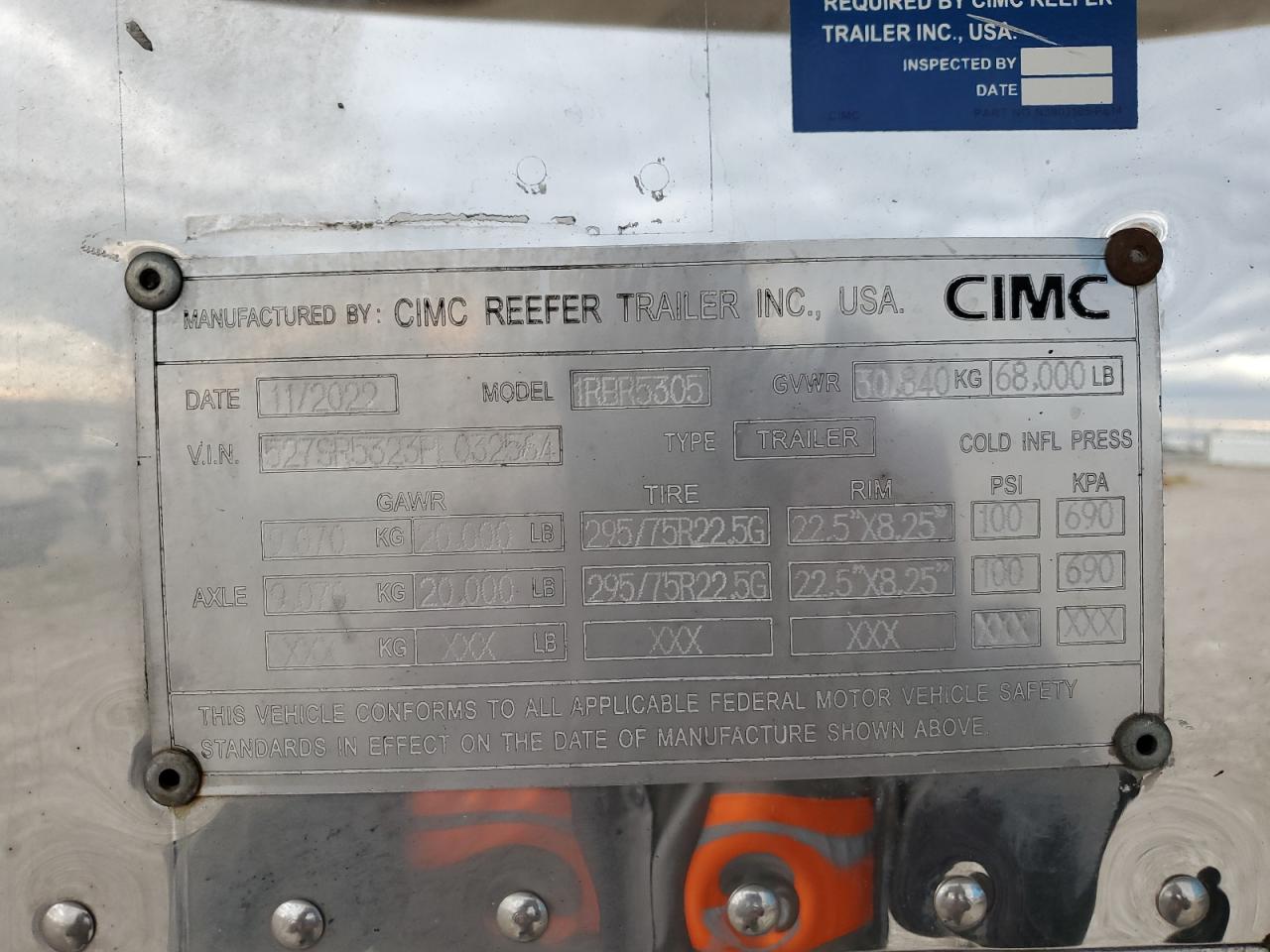 Lot #3305566060 2023 CIMC REEFER TRAILER REEFER TRL