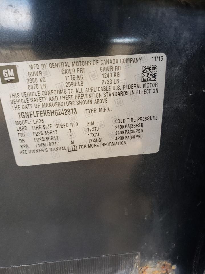 Lot #3310373952 2017 CHEVROLET EQUINOX LT