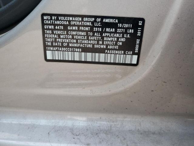 2012 VOLKSWAGEN PASSAT S #3292535730