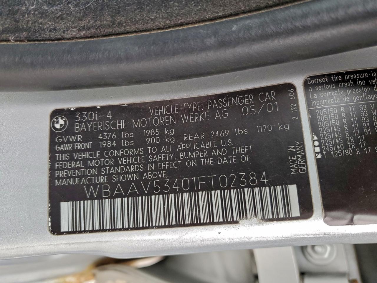 Lot #3307678087 2001 BMW 330 I