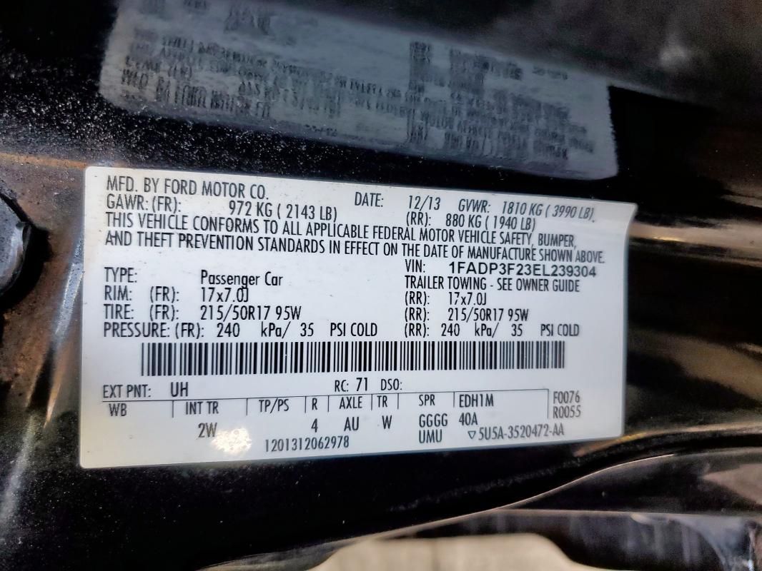 2014 FORD FOCUS SE - 1FADP3F23EL239304