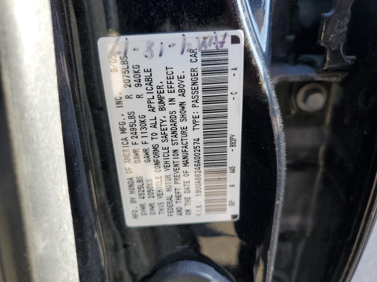 Lot #3285589281 2006 ACURA 3.2TL