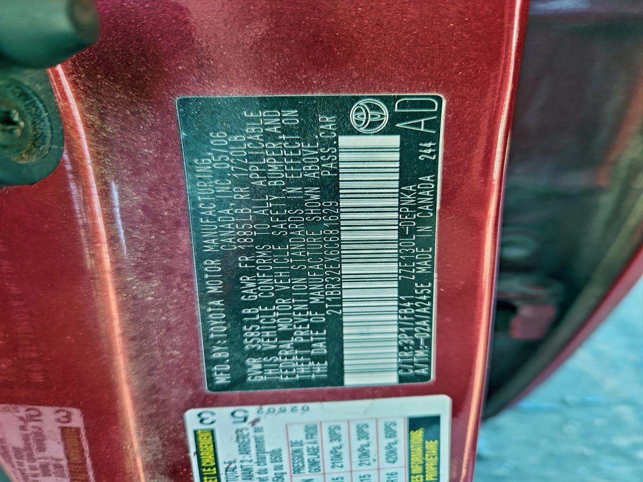 Lot #3297093500 2006 TOYOTA COROLLA CE