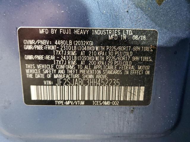 2017 SUBARU FORESTER 2 - JF2SJABC3HH452235