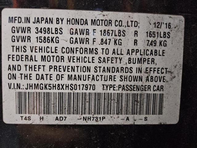 2017 HONDA FIT EX #3308341043