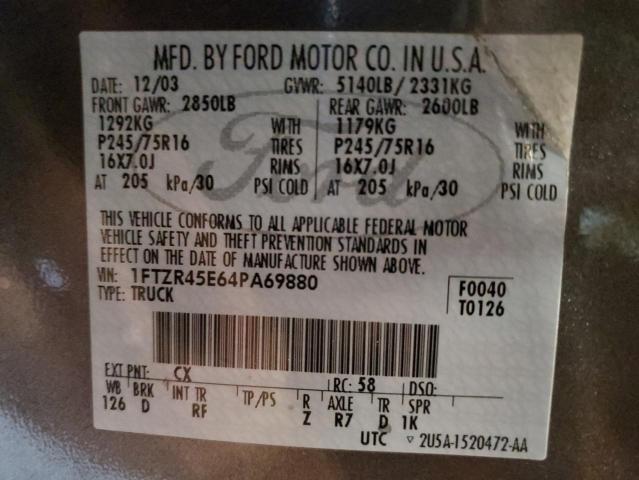 2004 FORD RANGER SUP #3303746416