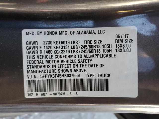 2017 HONDA RIDGELINE #3297011362