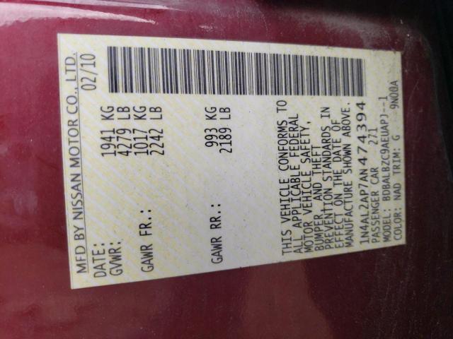 2010 NISSAN ALTIMA BAS #3293520424