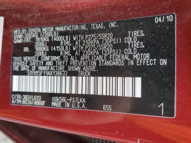 2010 TOYOTA TUNDRA CRE - 5TFHY5F11AX138633