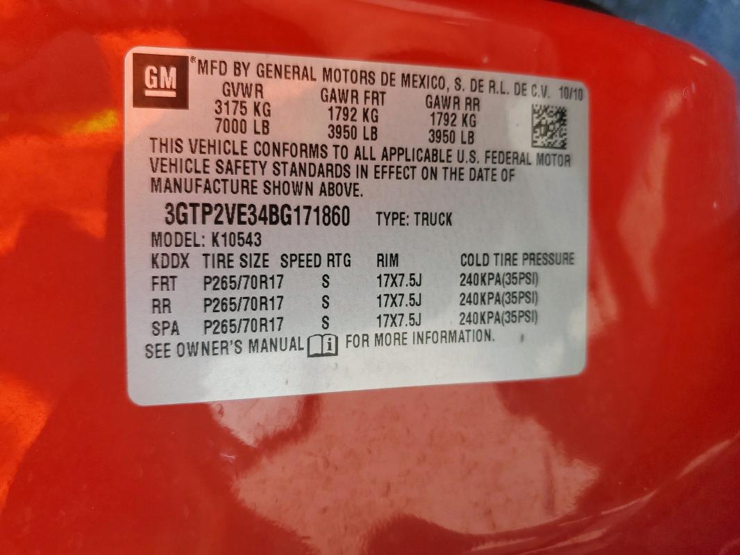 2011 GMC SIERRA K15 - 3GTP2VE34BG171860