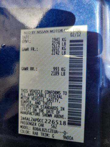 2012 NISSAN ALTIMA BAS #3286928239