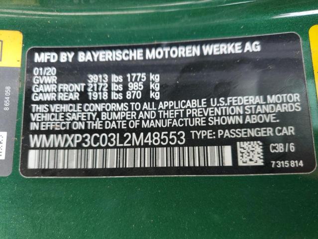 2020 MINI COOPER SE WMWXP3C03L2M48553