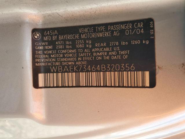 2004 BMW 645 CI AUT #3291291448