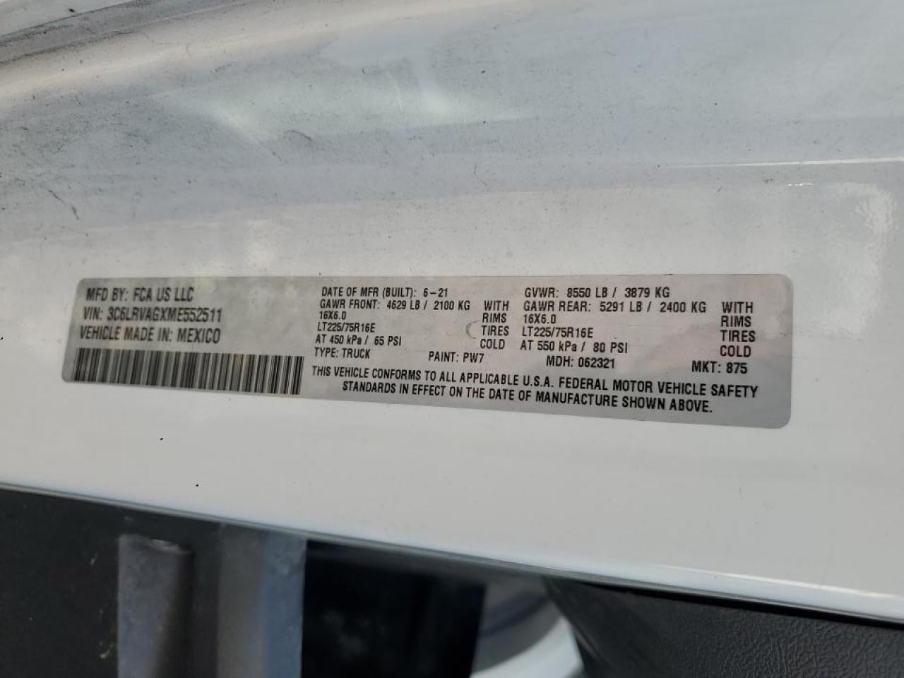 RAM PROMASTER 1500 STANDARD